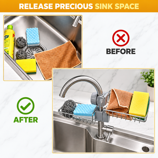 ArrayStyle Stainless Steel Sink Sponge Caddy Organizer