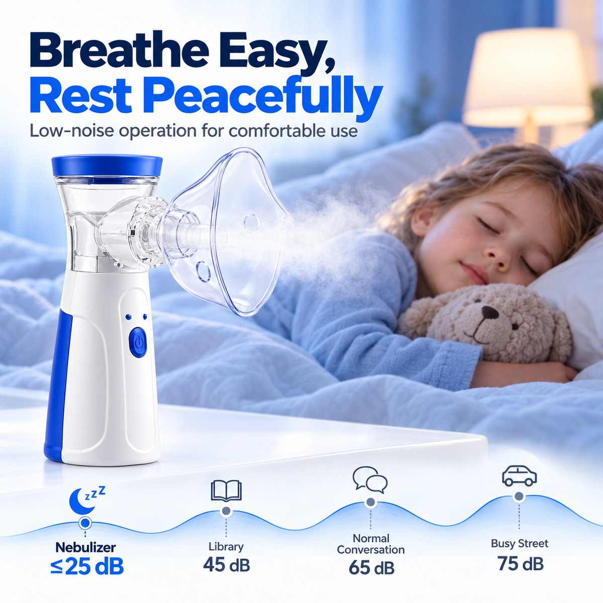 Portable Nebulizer & Humidifier for Baby & Adults | Compact, Silent, Self-Cleaning Machine with Long Battery Life | Effective for Asthma, Cough, Sinus & Allergy Relief at Home