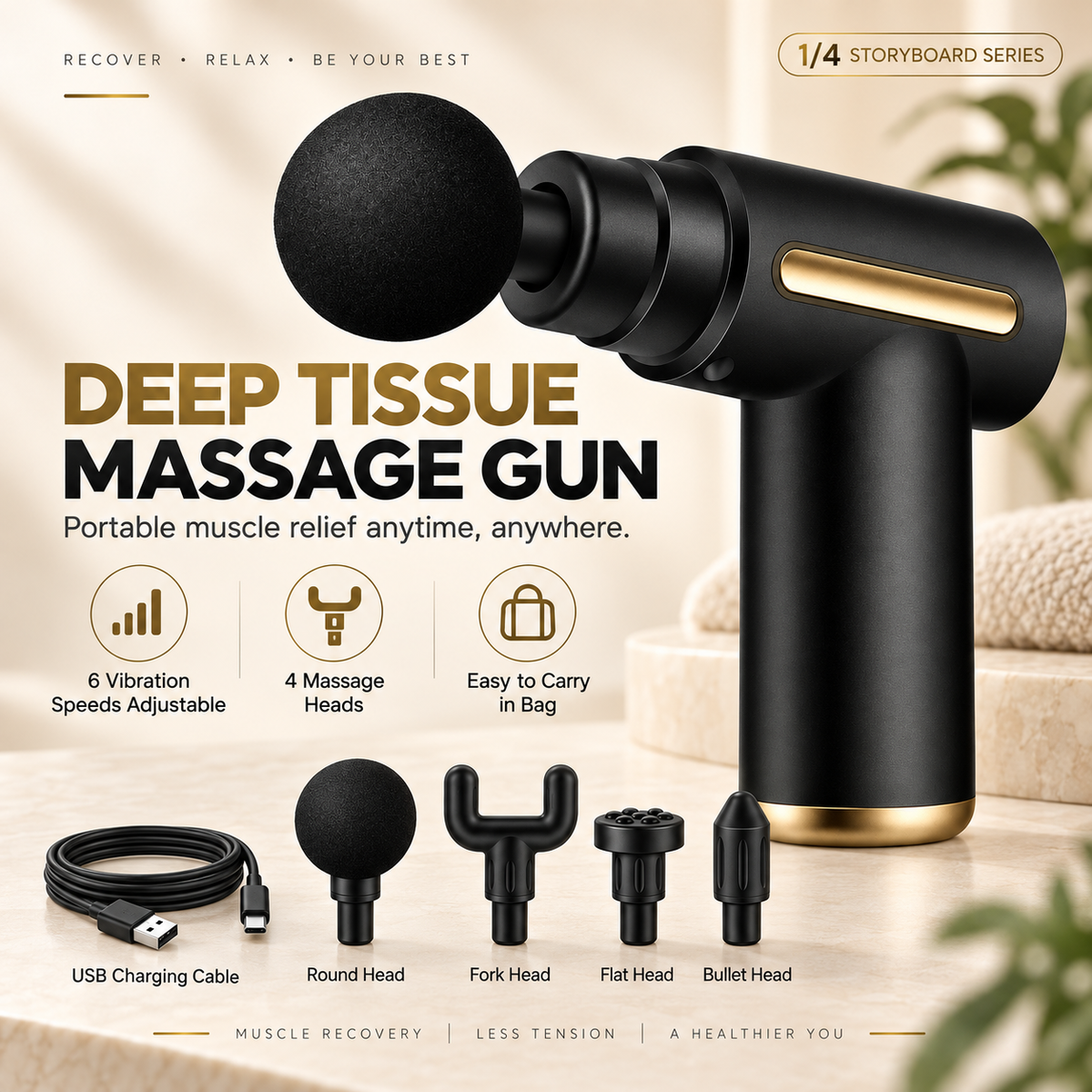 4-in-1 Massage Gun for Relaxation