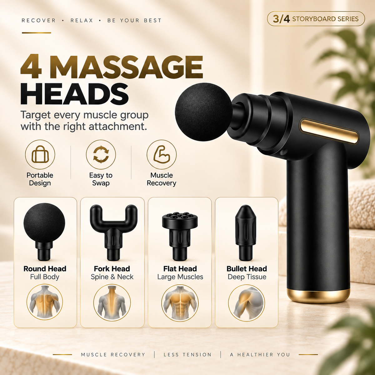 4-in-1 Massage Gun for Relaxation