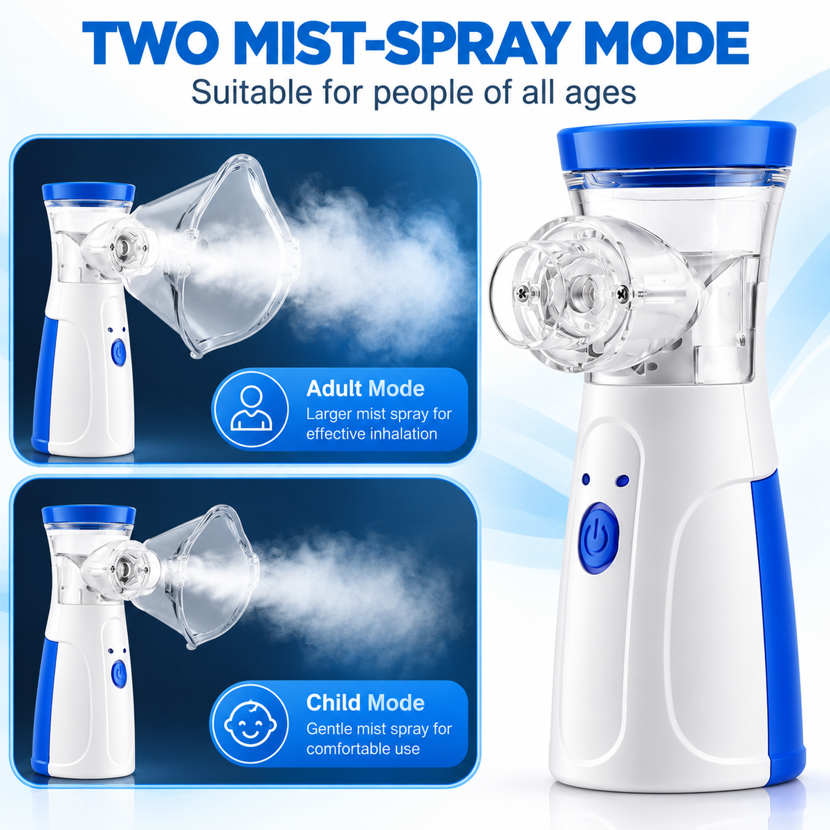 Portable Nebulizer & Humidifier for Baby & Adults | Compact, Silent, Self-Cleaning Machine with Long Battery Life | Effective for Asthma, Cough, Sinus & Allergy Relief at Home