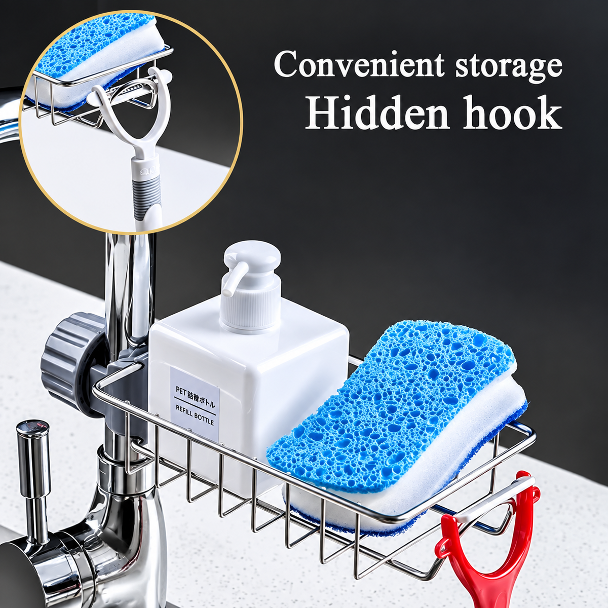 ArrayStyle Stainless Steel Sink Sponge Caddy Organizer